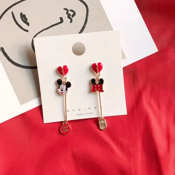 Disney Mickey mouse cercei stud Accesorii papusa de desene animate Drăguț Minnie cercei asimetric cercei bijuterii