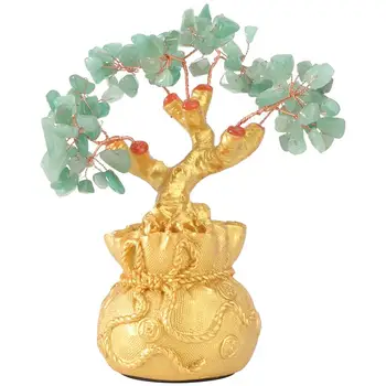 19cm Naturale Cristal Norocos Copac Bani Ornamente pentru Pomul de Bonsai Stil Noroc de Avere Feng Shui Ornamente Decor Acasă