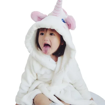 2020 Iarna Desene animate cu Unicorn Copil Flanel Halat, Halate de baie pentru Copii Fete Pijamale Pijamale cu Gluga Îngroșarea Haine de Acasă