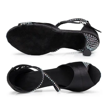 Femeile Profesionale Talpa Moale interior Ballroom Tango Salsa Dans latino Pantofi cu Tocuri de 10 cm 8 cm, sandale Salsa Pantofi