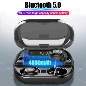 LIGE TWS 5.0 Bluetooth 9D Stereo pentru Căști fără Fir, Căști IPX7 rezistent la apă Căști Sport Handsfree Cu 4000mAh Putere Banca