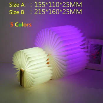 USB Reîncărcabilă LED-uri Colorate Lampă de Carte Piele PU Magnetică Pliabil la 360 de Grade Lumina de Noapte Decor Acasă Cadou