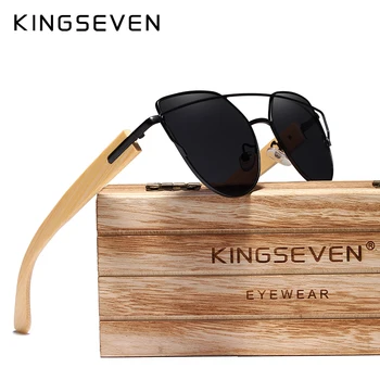 KINGSEVEN lucrate Manual din Lemn de ochelari de Soare Barbati Bambus ochelari de soare pentru Femei Brand Design Original din Lemn Ochelari Oculos de sol masculino
