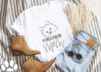 Pomeranian Mama Personalizate Câine Mama Cămașă de Imprimare Strada Litere Femei din Bumbac O-neck T-Shirt Plus Dimensiune Maneca Scurta Top Tees