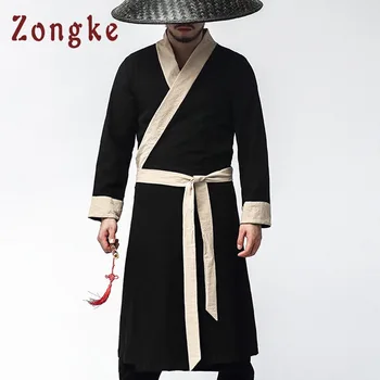 Zongke Artele Marțiale Chinezești Geaca Barbati Moda Streetwear Kung Fu Sacou Bărbați Haina Lunga Kimono Bărbați Sacou Haina 2021