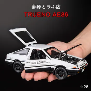 Nou 1:28 INIȚIALĂ D Toyota AE86 Aliaj Model de Masina de Desene animate Anime Rapid Trage Înapoi de Sunet de Lumină turnat sub presiune Masini de Jucării Pentru Copii cadouri