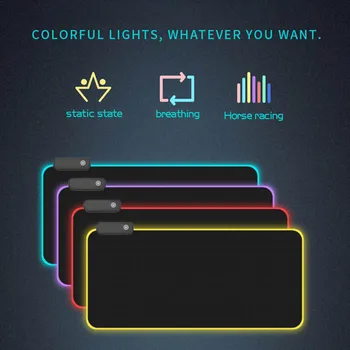 Mouse Pad cu LED RGB Lumina 8 Moduri de Iluminare Stralucitoare Mat Non-alunecare de Cauciuc de Jos Pânză Pad Tastatură