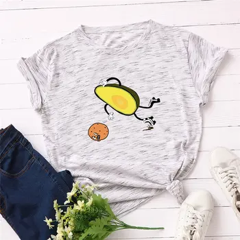 2020 Moda Femei, Plus Dimensiune T-shirt din Bumbac Tricouri Amuzante Avocado Desene animate Imprimate t-shirt pentru femeie O-Gat Maneci Scurte Sus