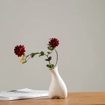 Modern Alb Vaza Ceramica Chineză Stil Simplu Proiectat Ceramică Și Porțelan Vaze Pentru Flori Artificiale Decorative, Figurine