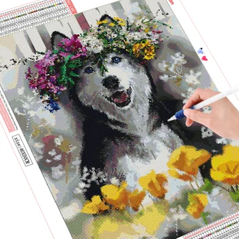 HUACAN Câine Diamant Tabloul Complet Square din New Sosire Pictura Mozaic Animal Acasă Decorare Cadou