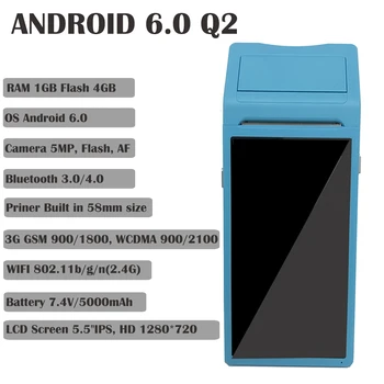 GOOJPRT POS Portabile Calculator Android 6.0 Terminale PDA cu 5.5 inch Touch 3G, Wifi, Bluetooth, NFC Opțiuni PDA, Imprimante Termice