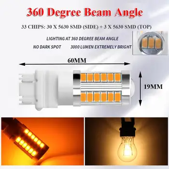 4buc Amber LED-uri Faruri 3157 3457 3057 Semnal 33SMD Backup Inversă Coada Rândul său, LED-uri Bec