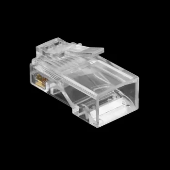 ESCAM 100BUC/set Universal de Cristal Cap RJ45 CAT5 CAT5E Modular Plug Placat cu Aur Conector de Rețea Capul Transparent