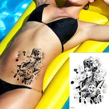 6 BUC/pachet tattoo & body art femeile japoneze tatuaj mare negru stretch încheietura brațului maneca model de transfer de apă picior tatuaj
