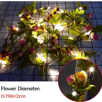 2M 20 LED-uri de Flori de Trandafir Șir de Lumini Baterie/USB Alimentat de Crăciun Ghirlanda Petrecere de Aniversare de Nunta de Dragoste de Decorare Luminaria