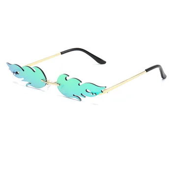 Moda Flacără de Foc ochelari de Soare Femei Bărbați fără ramă Val Ochelari de Soare UV 400 de Ochelari de Lux Trend Înguste ochelari de Soare