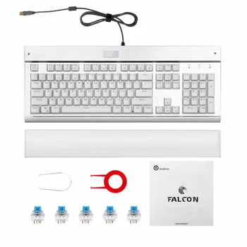 Z-77 RGB Tastatură Mecanică de Gaming, Programabil RGB cu iluminare din spate, DIY Switch-uri Albastre,Restul Încheietura mâinii, 104 Taste Anti-Ghosting,Alb,negru