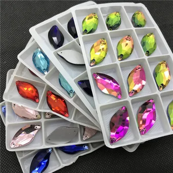 TopStone Culori Frumusete Pește Coase Pe Stras Dimensiune 9x20mm 14x30mm Pahar de Cristal Flatback Diamant Frunze de Piatră Pentru Rochie de Îmbrăcăminte