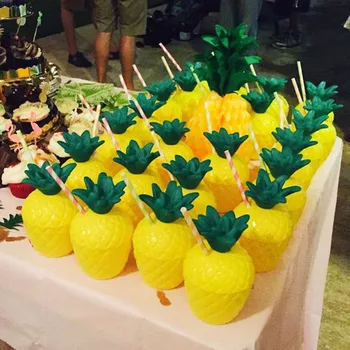6pcs Plastic Cană de Ananas Tropical Luau Parte Cupe de nucă de Cocos pe Plajă Hawaiiană Decor Petrecere de Vară Favoruri de Partid
