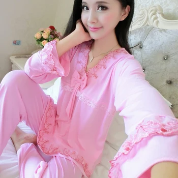 Cu Mâneci lungi de Bumbac Femei Pijama Set de Desene animate Pijamale Fete Pijamale Mujer Doamna Casual Acasă Haine Plus Dimensiunea B-5339