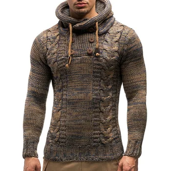 Moda pentru bărbați de Culoare Solidă Tricot Pulovere cu Glugă 2020 Nou O-Neck Maneca Lunga Slim Fit Pulover Topuri Toamna Iarna